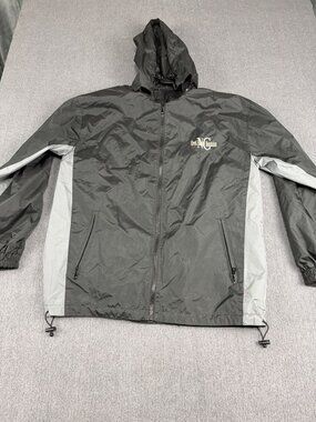 Great Smoky Mountains Black & Gray Full Zip Hooded Windbreaker Jacket XL